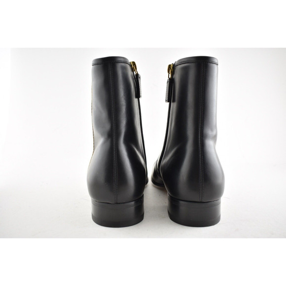 Gucci Mens Bonny Black Leather White Red Web Logo Chelsea Zipper Boots G 8 9 main image 11